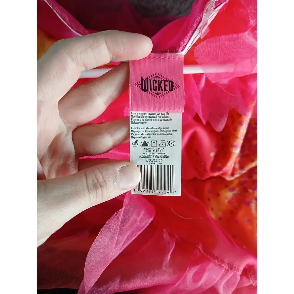 Wicked Glinda Ball Gown Costume Kids Medium (7-8) Dress Oz Dust Pink Orange NWOT